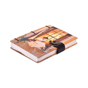 Cozy Reading Girl Window Design Handmade Paper <b>Notebook</b> Lock <b>Diary</b> 200 Pages Double Side Writing Eco Friendly Aesthetic Journal - Product Image 3