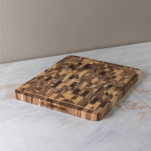 Planche à découper en bois massif d'acacia et de teck, design moderne, grande planche de cuisine pour la préparation des aliments, bloc de boucher et plateau de service - Product Image 2