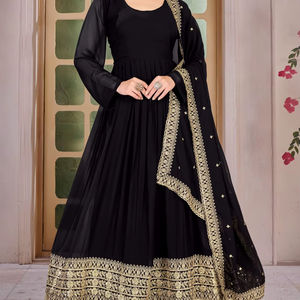 Hermoso Salwar Kameez de Diseño Indio-Pakistaní, Tela Georgette, Bordado Elegante, Secado Rápido, Ideal para Fiestas, Bodas y Uso Casual - Product Image 1
