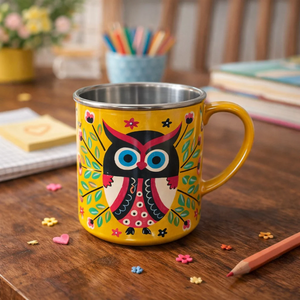 Mug en acier au design minimaliste avec poignée, tasse à café à double paroi, finition noire mate - Product Image 5
