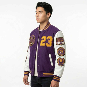 Custom Men's Winter <b>Varsity</b> <b>Jacket</b> Chenille Embroidered Logo Wool Body Leather Sleeves <b>Vintage</b> Baseball Letterman <b>Jacket</b> - Product Image 5