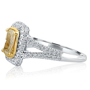 <b>Cushion</b> Cut Light Yellow Lab Grown Diamond Double Halo Engagement Ring 14K Solid Gold VVS+ for Women's From India - Product Image 3