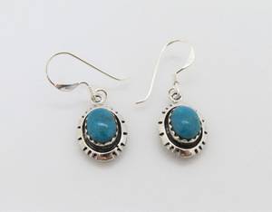 Vintage Turquoise Western <b>Dangle</b> <b>Earrings</b> Sterling <b>Silver</b> Gemstone Drop Jewelry Gift For Women - Product Image 4