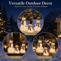 Bonhomme de neige lumineux en fer pour Noël, décor extérieur, LED blanc chaud, écharpe à carreaux Buffalo, pour pelouse, porche, jardin, vente directe usine