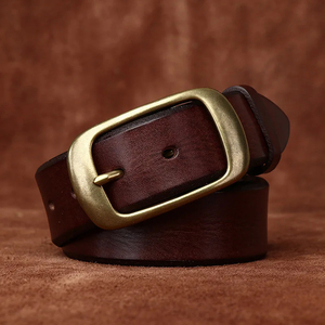 Ceinture pour homme en cuir véritable de haute qualité, boucle carrée en alliage, écologique, longueur réglable 3,0 cm, couleur personnalisée imprimée - Product Image 3