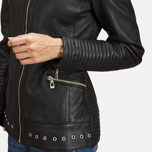 Original Leather Women Quilted <b>Jacket</b> Handcrafted Embroidery Letter <b>Sequins</b> Design Breathable Eco-Friendly Winter Fashion New - Product Image 6