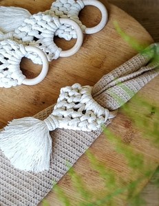 Anillos de Servilleta de Macramé Boho: Decoración de Mesa de Boda de Algodón Orgánico - Product Image 2