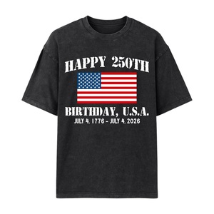 เสื้อยืดฉลองครบรอบ 250 ปีสหรัฐอเมริกา สำหรับผู้ชาย ลายวันชาติ 4 กรกฎาคม แบบย้อมสีเอซิด แขนสั้น คอกลม ทรงหลวม ไซส์ใหญ่พิเศษ จากบังกลาเทศ - Product Image 5