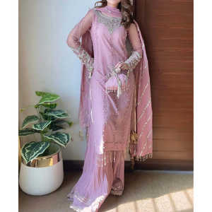 Diseñador DE LA Mujer Party Wear Top Plazzo Hermoso Dupatta Set - Product Image 3