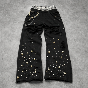 Pantalon large pour femme Glory Custom Distressed, qualité supérieure, 100% coton molletonné, grammage lourd, vente en gros OEM - Product Image 1