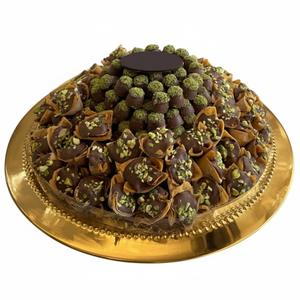 Plateau à chocolats en métal au design attrayant, plateau à dattes, plateau à desserts, plateau décoratif pour la maison et l'hôtel - Product Image 2