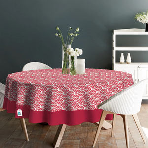 Nappe ronde moderne en coton 100% à motifs floraux, tissée, avec tissu imperméable et anti-taches pour la salle à manger, la cuisine et la décoration de la maison - Product Image 5
