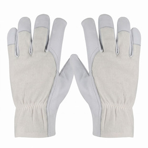 Industrial Cowhide Grain Leather Safety <b>Gloves</b> Elastic Cuff Breathable Anti-Vibration for Construction Abrasion Resistant - Product Image 3