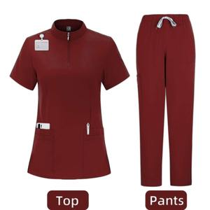 Tenue d'infirmière médicale à col montant et manches courtes pour femme, dernière conception, en mélange de coton satiné, ensemble de blouses d'hôpital - Product Image 2