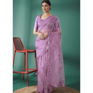 Saree de fête de créateur avec séquence et fil pour vêtements de club - Product Image 2