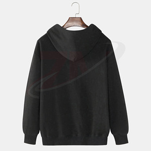 Sudaderas con capucha personalizadas al por mayor, 100% algodón polar de 450 GSM, color negro, para hombre, con bolsillo frontal, estilo casual. - Product Image 2