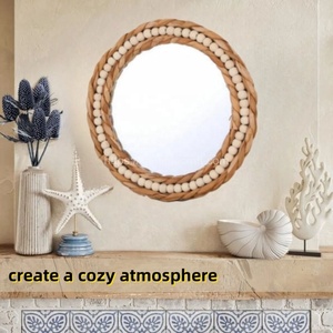 Meilleures ventes, vente en gros au Vietnam, miroir carré tissé moderne écologique en jacinthe d'eau, mélange de perles, design traditionnel - Product Image 2