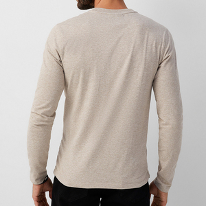 Camiseta de Manga Larga de Alta Calidad para Hombre, 100% Algodón, Ropa Lisa, Moda Masculina, Transpirable, Cuello Redondo - Product Image 6