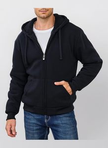 Windproof hoody apparel <b>Mens</b> zipper up hoodie thermal fleece lined winter <b>jacket</b> style outdoor casual - Product Image 3