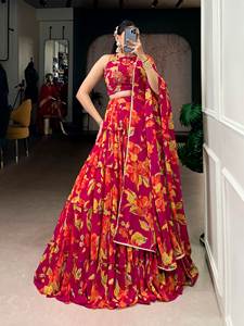 Lehenga cousu pour fêtes et mariages avec blouse non cousue - Product Image 2