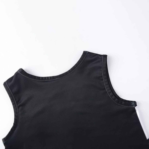 Black Sleeveless Crop <b>Top</b> with Matching Skirt Set Mid Elastic Waist Seamless Solid Sportwear for Women Girls - Product Image 2