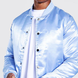 Chaqueta Bomber de Satén Personalizada con Cuello Alto Bordado, Estilo Vintage Letterman Varsity de Béisbol para Hombre - Product Image 6