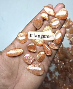 Pierre précieuse de pierre de soleil orange attrayante, Cabochon de pierre de soleil séduisant, Cristal de pierre de soleil en vrac, Pierre précieuse d'iolite pour la fabrication de pendentifs - Product Image 1