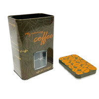 Produits en fer blanc personnalisés en usine Boîte métallique rectangulaire Emballage de boîte de conserve de café avec fenêtre transparente