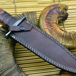 Couteau de chasse en acier Damas à motif, équipement de survie pour le camping en extérieur, lame fixe durable, outil tactique de poche, fournisseur en gros - Product Image 6