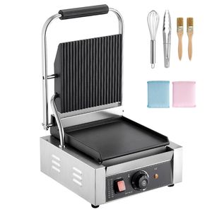 Plancha Eléctrica Comercial para Panini de 1800W, Fabricada en Acero Inoxidable, con Control de Temperatura y Fuente de Gas - Product Image 1