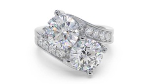 Vintage Lab Grown Diamond Shoulder <b>Set</b> Ring 0.65 Carat Round Brilliant Cut 18K Gold Plated for Certified Fancy Color - Product Image 2
