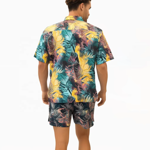 Conjunto de Camisa y Pantalones Cortos para Hombre, Estampado Floral Digital 3D, Estilo Hawaiano, Casual, Holgado, Transpirable, para la Playa - Product Image 3