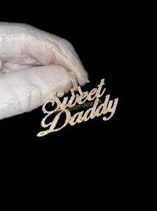 925 Silver Rhodium Plated Classic Custom Features Hip Hop Jewelry Cursive Script Necklace Iced Moissanite Diamond Fine Pendants - Product Image 3