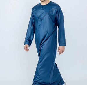 Fashion round Neck <b>Thobe</b> / Thawb Plain Dyed for Adults Breathable <b>Men's</b> Latest Design Breathable Jubbah Solid Color Islamic - Product Image 5