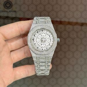 Reloj Charm_Jewells de Lujo, Acero Inoxidable, Caja Tonneau de 40mm, Analógico, Cuarzo, con Incrustaciones de Diamantes, Diseño Hueco, Unisex, a la Moda - Product Image 3