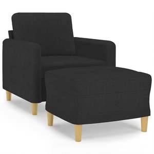 Fauteuil noir avec repose-pieds pour salon - Product Image 2