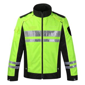 Men's High Visibility Reflective Motorcycle <b>Jacket</b> Windproof Polyester Zipper Closure Regular Fit Stand Collar Moto Biker Style - Product Image 5
