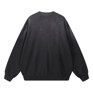 Sweat-shirt col rond unisexe OEM délavé à l'acide, coupe oversize, style streetwear vintage, logo personnalisé, fournisseur fabricant, effet soleil émaillé - Product Image 4
