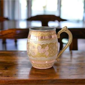 แก้วน้ำทองแดงแบบพกพา แก้วเบียร์ทรงแทงค์การ์ด สำหรับดื่ม งานฝีมือสุดหรู พร้อมฉนวนกันความร้อน/ความเย็น เป็นมิตรกับสิ่งแวดล้อม ลายเพ้นท์มือ - Product Image 6