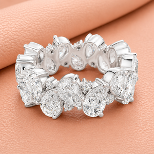 Bague Éternité de Luxe en Or Jaune/Blanc/Rose avec Diamant de Laboratoire Taille Poire Certifié IGI pour Femme, Bijou d'Anniversaire de Mariage - Product Image 2