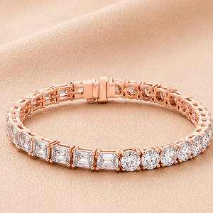 <b>Baguette</b> Emerald Cut Diamond Tennis <b>Bracelet</b> for Women Luxury Bridal Wrist Jewelry IGI Certified 14KT Gold Silver Rose Gold Gift - Product Image 1