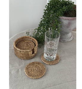 Sous-verres en rotin BOHO, nouveaux sous-verres en rotin naturel, tapis isolants pour tasses et sous-verres de haute qualité - Product Image 3