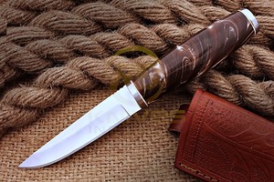Couteau de chasse artisanal RB Knives Puukko en acier inoxydable, manche en résine, lame fixe, étui en cuir, garantie de 3 ans, personnalisable - Product Image 2