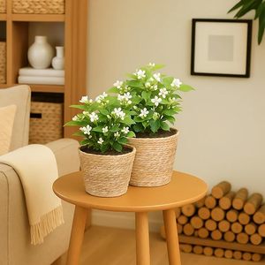 Cesta de mimbre tejida a mano al por mayor con asa y forro, maceta de almacenamiento natural, decoración rústica para interiores y exteriores para el hogar y la oficina - Product Image 4