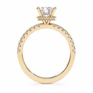Anillo de Compromiso Clásico Solitario con Diamante Cultivado en Laboratorio, Banda Pavé, Halo Oculto, Certificado IGI, Oro Blanco de 14K con Baño de Rodio, Regalo - Product Image 2