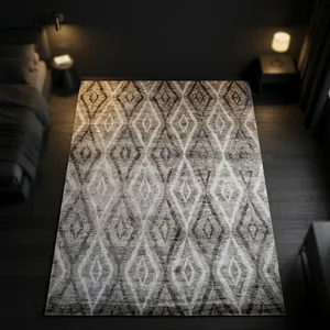 HILTEX Handknotted <b>Traditional</b> Geometric Pattern Bamboo <b>Rug</b> with Medium Pile - Product Image 2