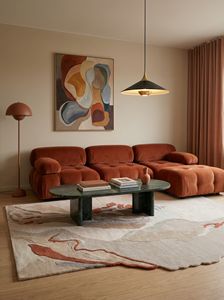 Alfombra Rectangular Moderna Abstracta de Lana de Nueva Zelanda Premium, Antideslizante, Hecha a Mano, de Pelo Alto, Modelo Shell-Houette Rust para el Hogar - Product Image 2