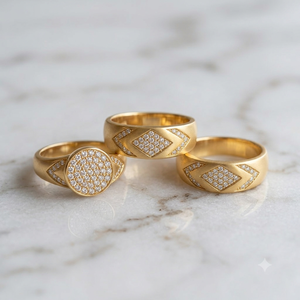 925 Solid Silver Gold Plated Moissanite Diamond Luxury Stylish Designer Custom Triple Row <b>Stacking</b> Fine <b>Rings</b> Set for Engagement - Product Image 3