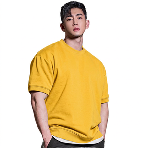 เสื้อยืดผู้ชายไซส์ใหญ่ สีดำ ผ้าโพลีเอสเตอร์/คอตตอน ระบายอากาศได้ดี แขนสั้น คอกลม ลำลอง สีพื้น ทอแบบพอดีตัว - Product Image 2