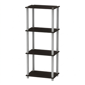Estantería Moderna Multiusos de 4 Niveles, Modelo 1951, con Estantes Abiertos, Soporte de Madera, Librería Estrecha, Color Wenge Oscuro Espresso, Organizador Tipo Torre - Product Image 3